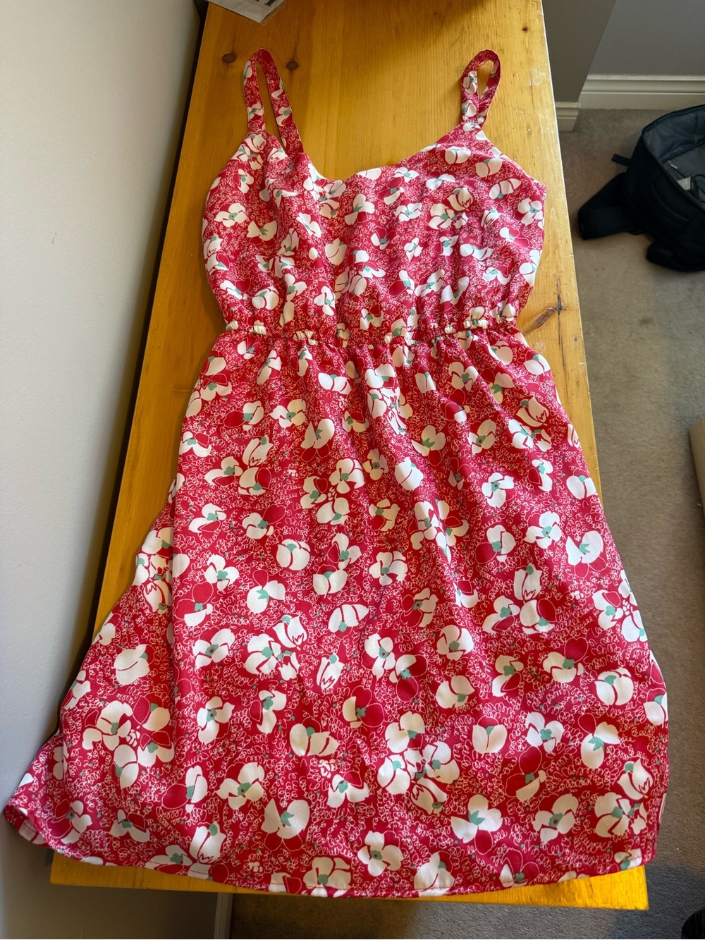 Red Floral Spaghetti-Strap Mini Dress